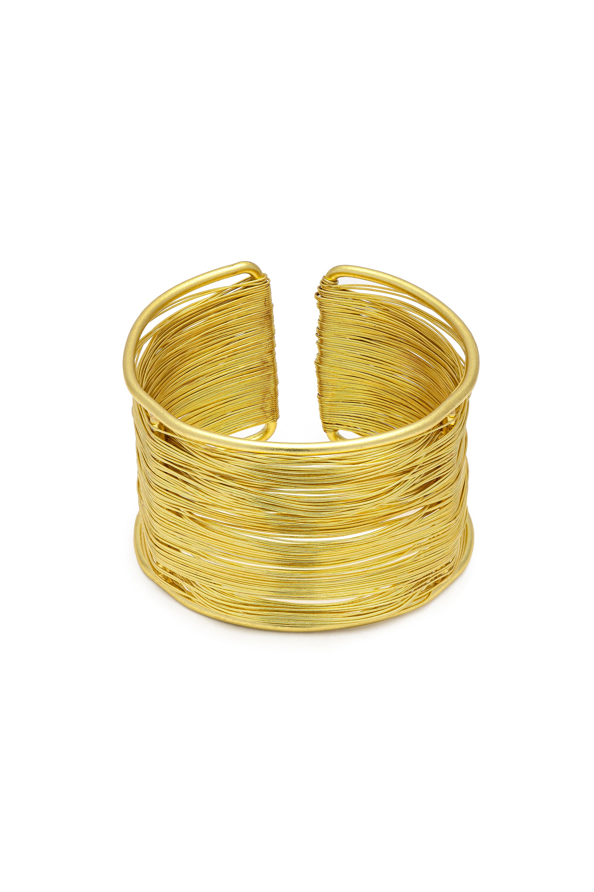 Vestopazzo Bracciale Fascia In Ottone Design Grecia - Cerchi Intrecciati, Altezza 4 Cm, Fatto A Mano, Regolabile