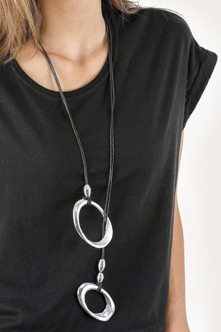 PENDENTE 2 OVALI CON FILO NERO