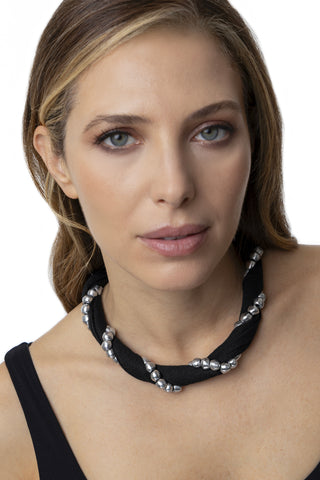 COLLANA JERSEY SFERE INTRECCIATE