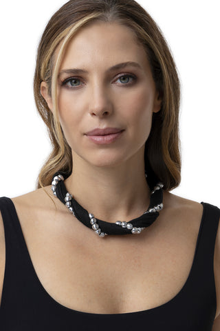 COLLANA JERSEY SFERE INTRECCIATE