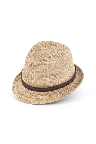 RAFIA COWBOY CROCHET & LEATHER HAT