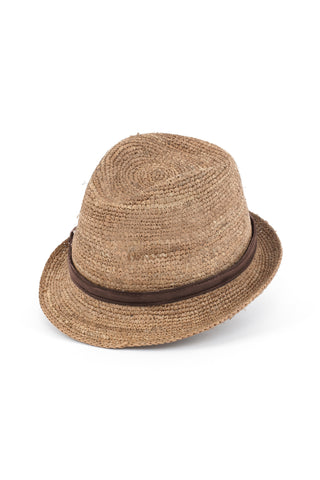 RAFIA COWBOY CROCHET & LEATHER HAT