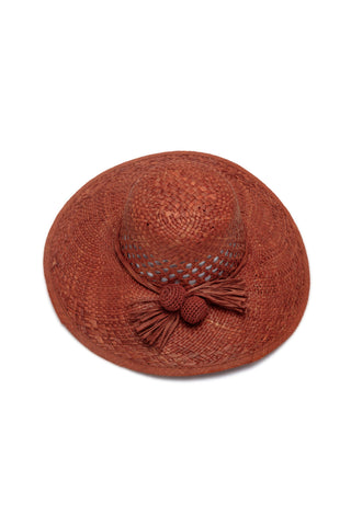 RAFIA POMPON CROCHET HAT