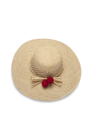 RAFIA POMPON CROCHET HAT
