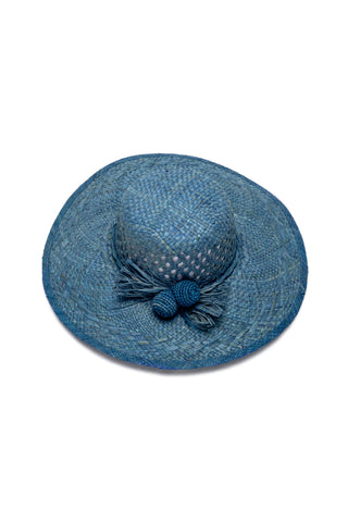 RAFIA POMPON CROCHET HAT
