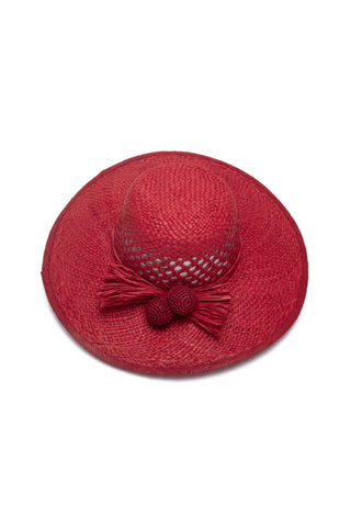 RAFIA POMPON CROCHET HAT