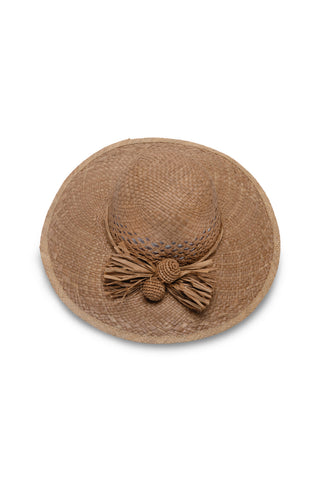 RAFIA POMPON CROCHET HAT