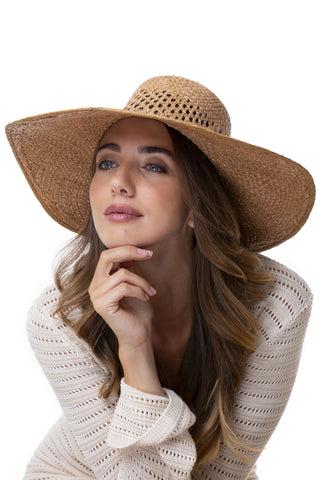 RAFIA POMPON CROCHET HAT