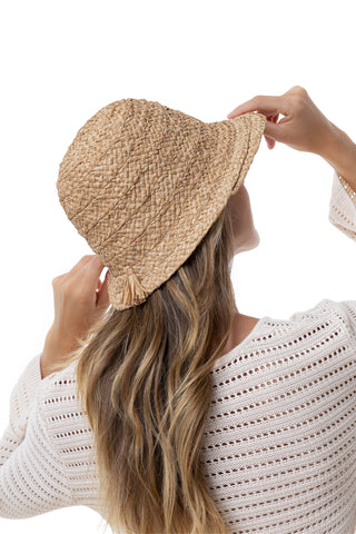 RAFIA HAT WITH TASSEL