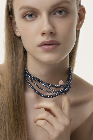 COLLANA MULTIFILO BLU NOTTE