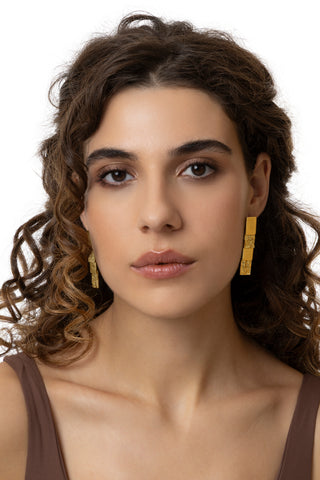 ORECCHINI RETTANGOLO TEXTURE MIX