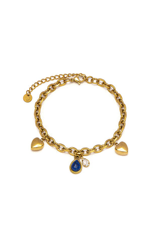 HEARTS AND BLUE STONE BRACELET