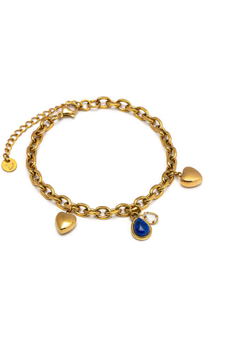 HEARTS AND BLUE STONE BRACELET