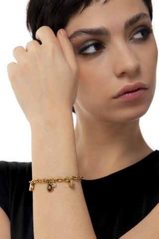 HEARTS AND BROWN STONE BRACELET