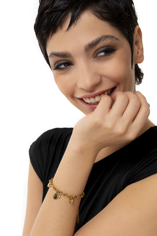 HEARTS AND BROWN STONE BRACELET