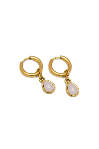 PENDIENTES CÍRCULOS PIEDRA ROSA