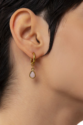 PENDIENTES CÍRCULOS PIEDRA ROSA