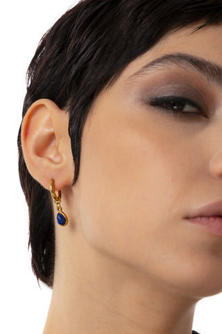 BLUE STONE HOOP EARRINGS