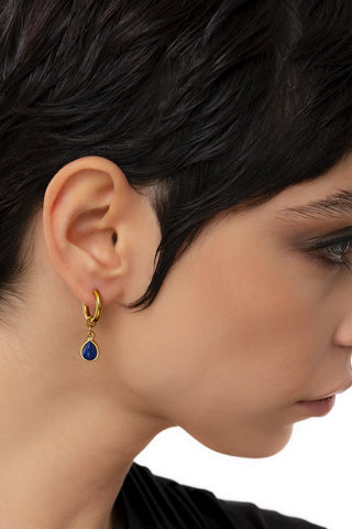 BLUE STONE HOOP EARRINGS