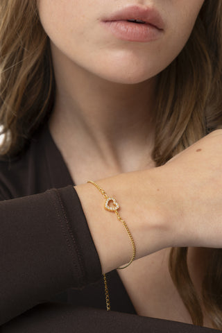BRACCIALE CATENA CUORE BRILLANTI