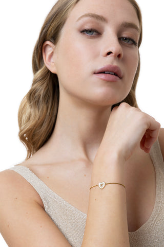 WOMEN’S ADJUSTABLE HEART BRACELET WITH CUBIC ZIRCONIA
