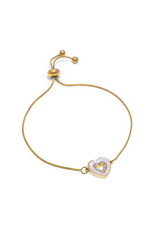 WOMEN’S ADJUSTABLE HEART BRACELET WITH CUBIC ZIRCONIA