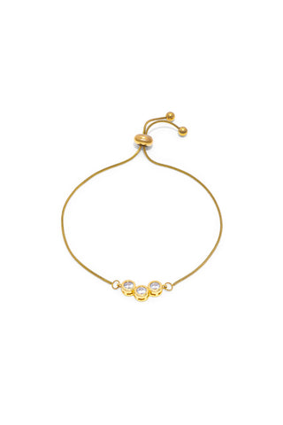 WOMEN’S ADJUSTABLE THREE-STONE CUBIC ZIRCONIA BRACELET