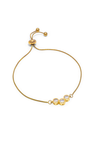 WOMEN’S ADJUSTABLE THREE-STONE CUBIC ZIRCONIA BRACELET