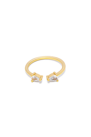 WOMEN’S ADJUSTABLE OPEN RING WITH TWO TEARDROP