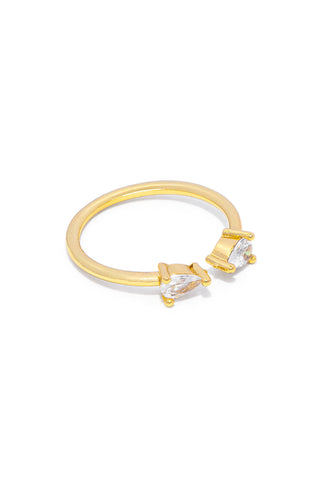 WOMEN’S ADJUSTABLE OPEN RING WITH TWO TEARDROP