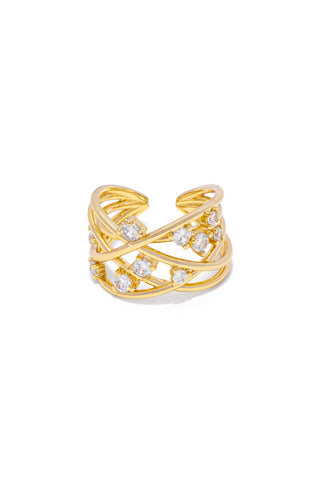 ANILLO DE MUJER AJUSTABLE ENTRELAZADO CON CIRCONITAS