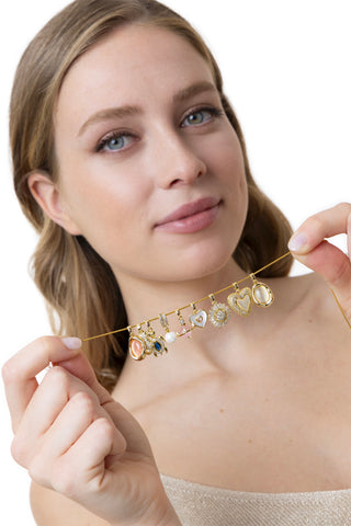 CHARM PIANETA CON AGATA ROSA E ZIRCONI