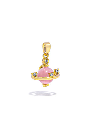 CHARM PIANETA CON AGATA ROSA E ZIRCONI