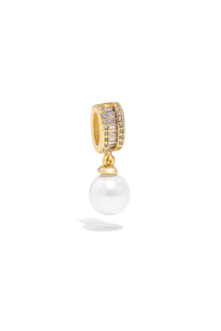 CHARM CON PERLA BIANCA PENDENTE E ZIRCONI