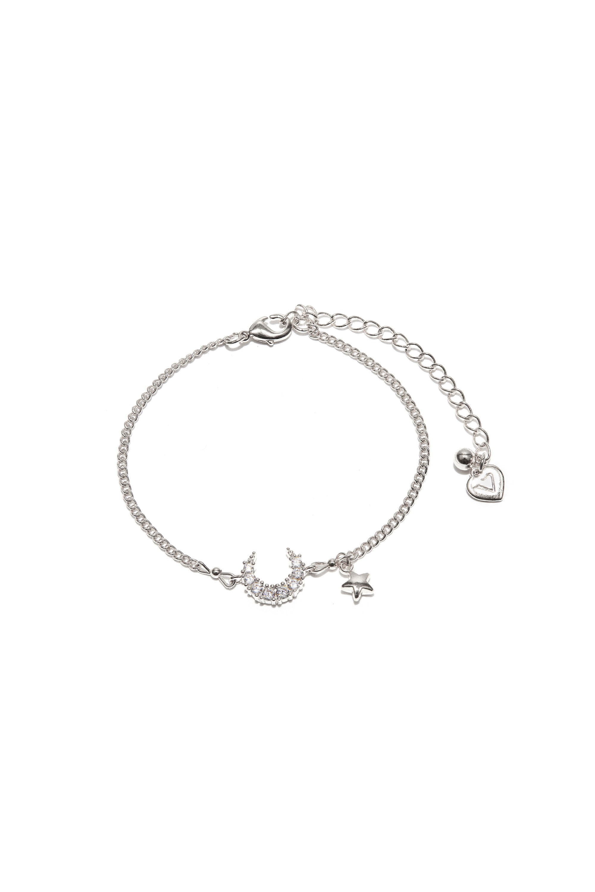 Bracciale personalizzato Sole Luna Stella: ciondolo in argento sterling con oro misto - Italia Bracciale personalizzato Sole Luna Stella: ciondolo in argento sterling con oro misto - Italia