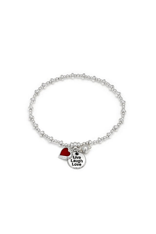 BRACCIALE ELASTICO PENDENTE 'LIVE LAUGH LOVE'