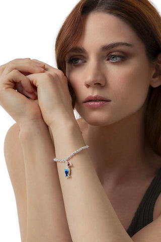 BRACCIALE ELASTICO PENDENTE PESCE BLU