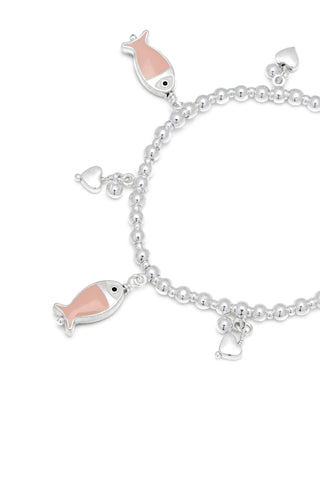 BRACCIALE ELASTICO PENDENTI PESCI ROSA