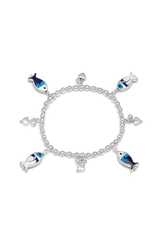 BRACCIALE ELASTICO PENDENTI PESCI BLU