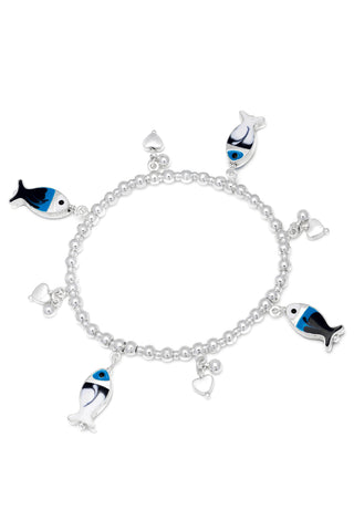 BRACCIALE ELASTICO PENDENTI PESCI BLU