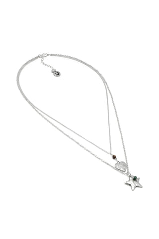 COLLANA 2 CATENE CUORE/STELLA/MINI PIETRE