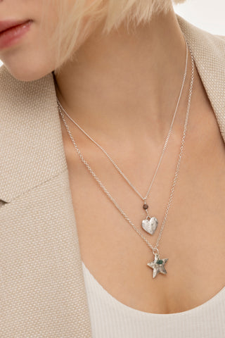 COLLANA 2 CATENE CUORE/STELLA/MINI PIETRE