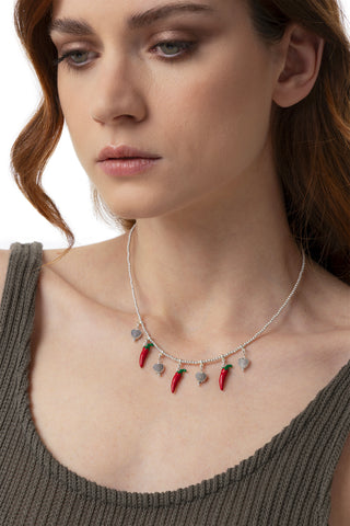 COLLANA PEPERONCINI E CUORI