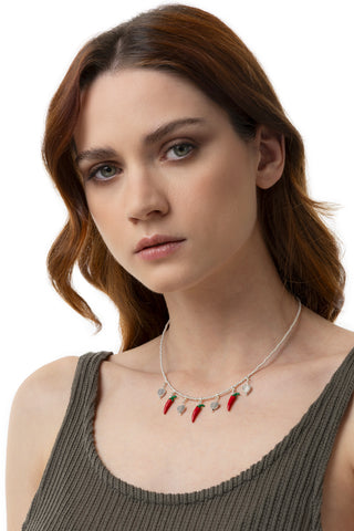 COLLANA PEPERONCINI E CUORI