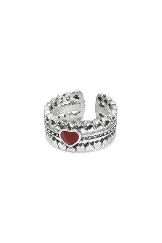 ANELLO FASCIA MIX CUORE ROSSO