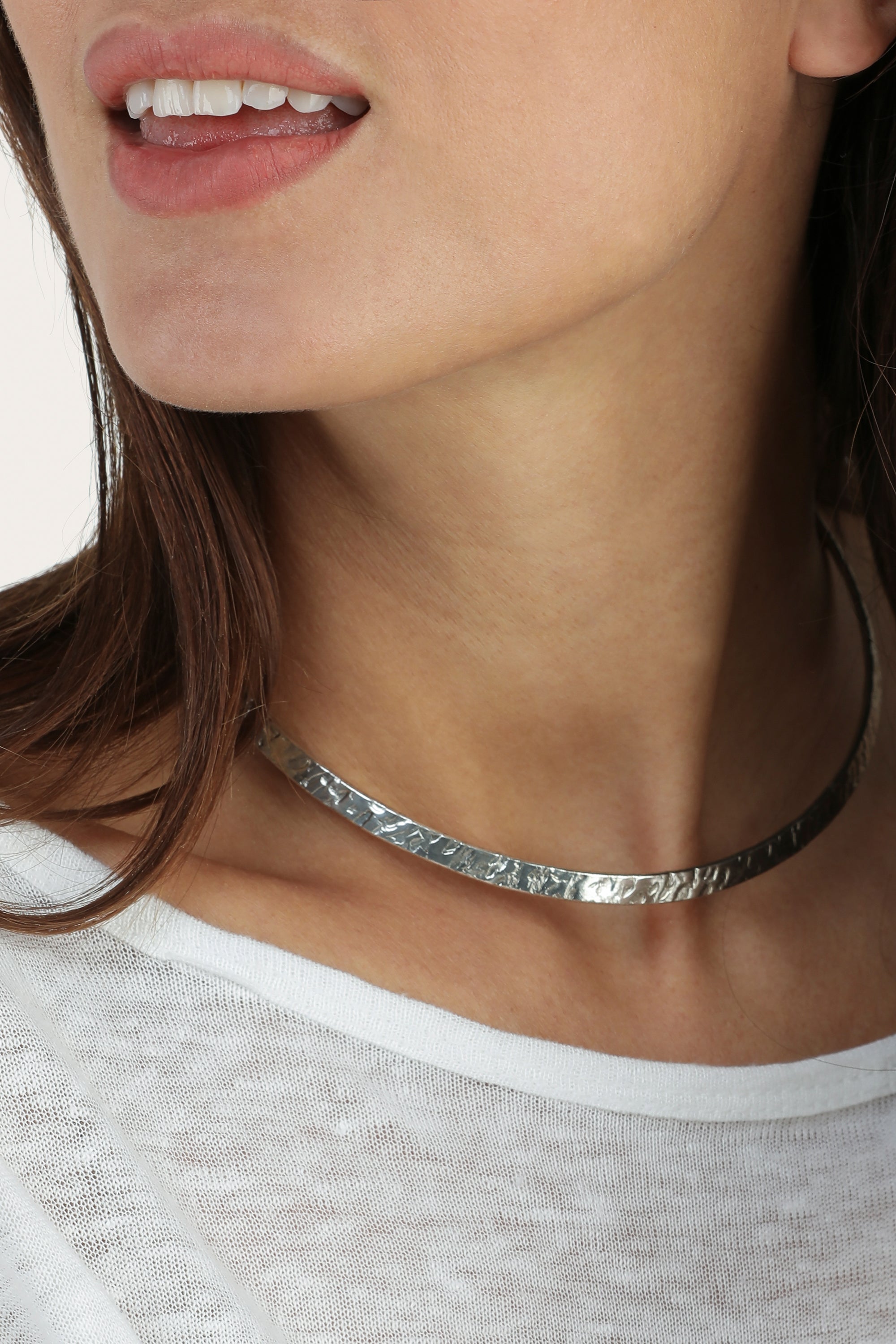 Collana Girocollo Argentea A Onde Tonde - Placcata Argento, Fatta A Mano, Larghezza 3mm - Foto 2