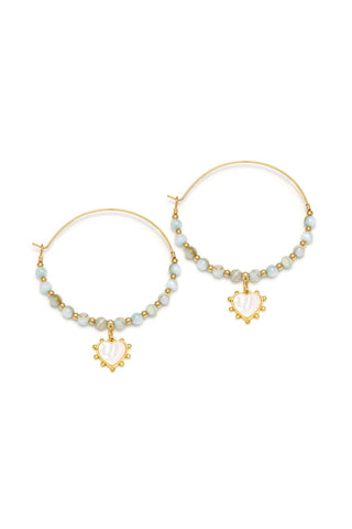 ORECCHINI CERCHI CUORE MADREPERLA