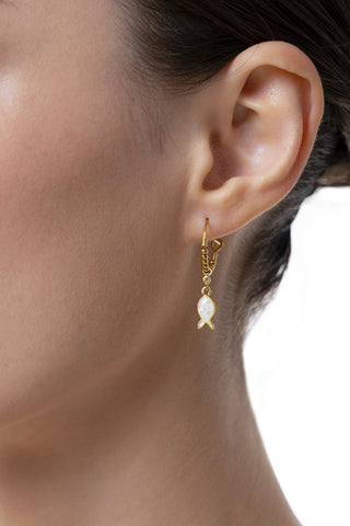 ORECCHINI CERCHI PESCIOLINO BIANCO