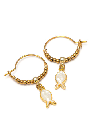 ORECCHINI CERCHI PESCIOLINO BIANCO