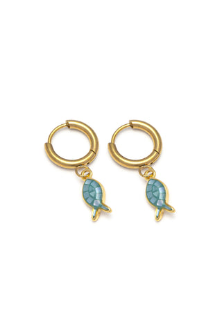 ORECCHINI CERCHIETTI PESCIOLINO AZZURRO